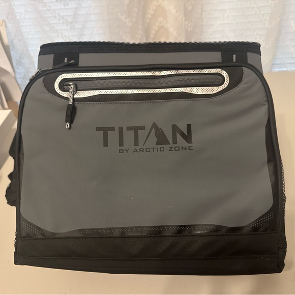 Titan 40-can Collapsible Cooler/ Gray With Two Drink Holder Tabletop - Picture 6 of 10